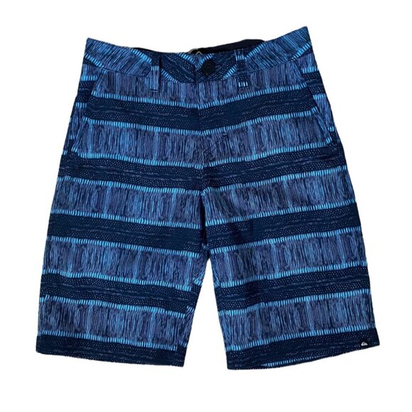 Quiksilver Mens Amphibian Board Shorts Swim Surf Trunks Blue Logo Sz 25 Pocket - Picture 1 of 7